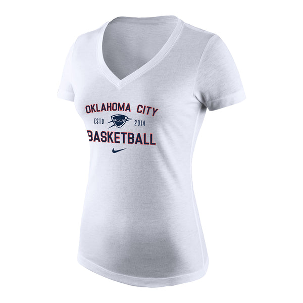 LADIES OKC BLUE NIKE TRI-BLEND V-NECK T-SHIRT