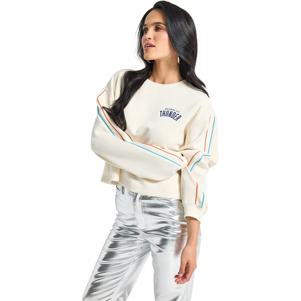 Ladies Oklahoma City Thunder Terez Piping Crop Long Sleeve T-Shirt