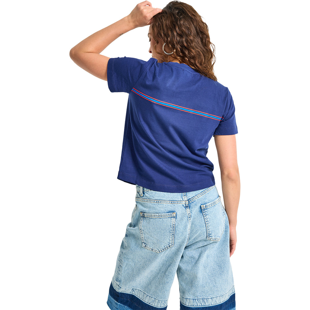 Ladies Oklahoma City Thunder Terez Logo Baby T-Shirt in Blue - Back View