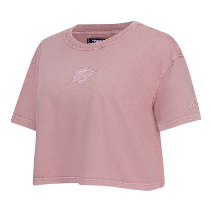 Ladies Oklahoma City Thunder Enzyme Washed T-Shirt in Pink - Front Left View
