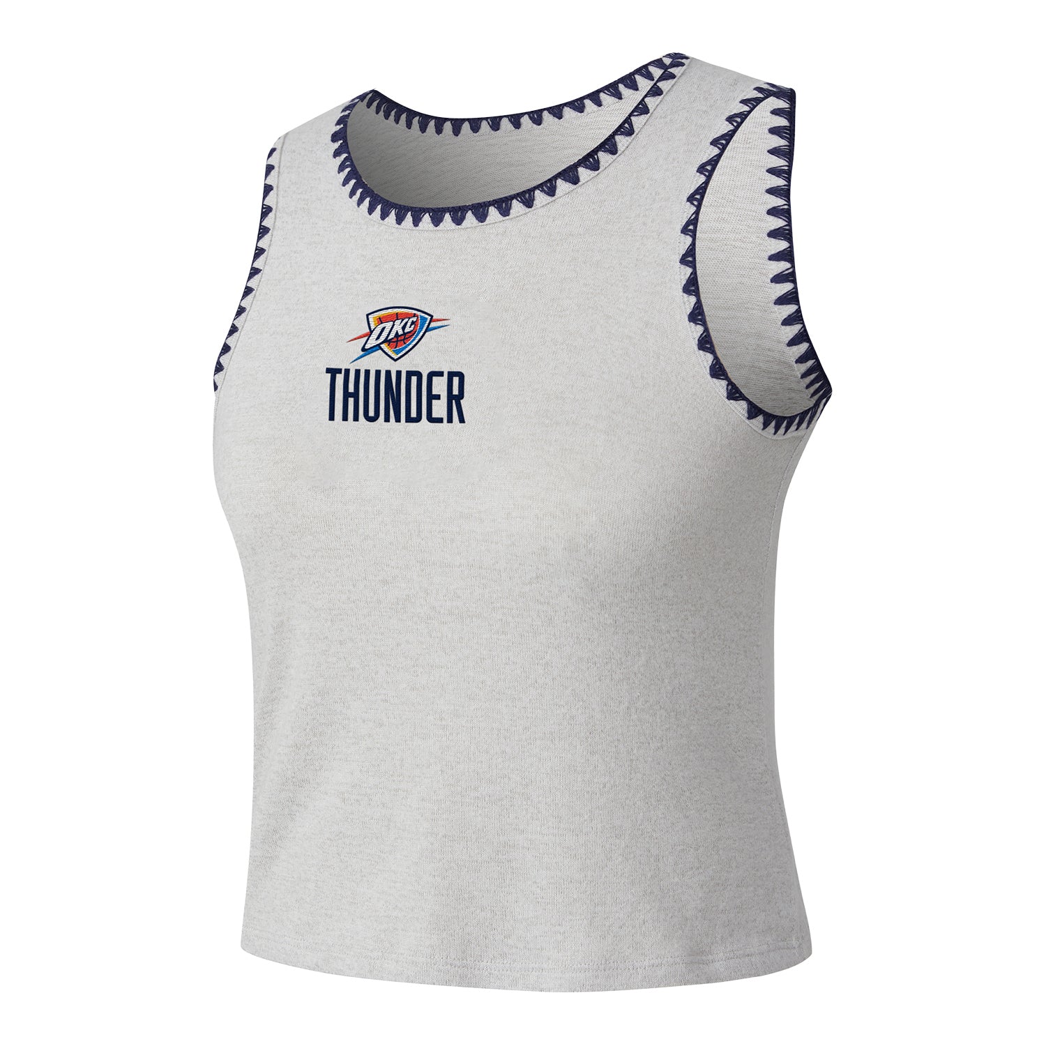 Ladies OKC Thunder Concepts Sport Neptune Shield Tank Top in White - Front Left View