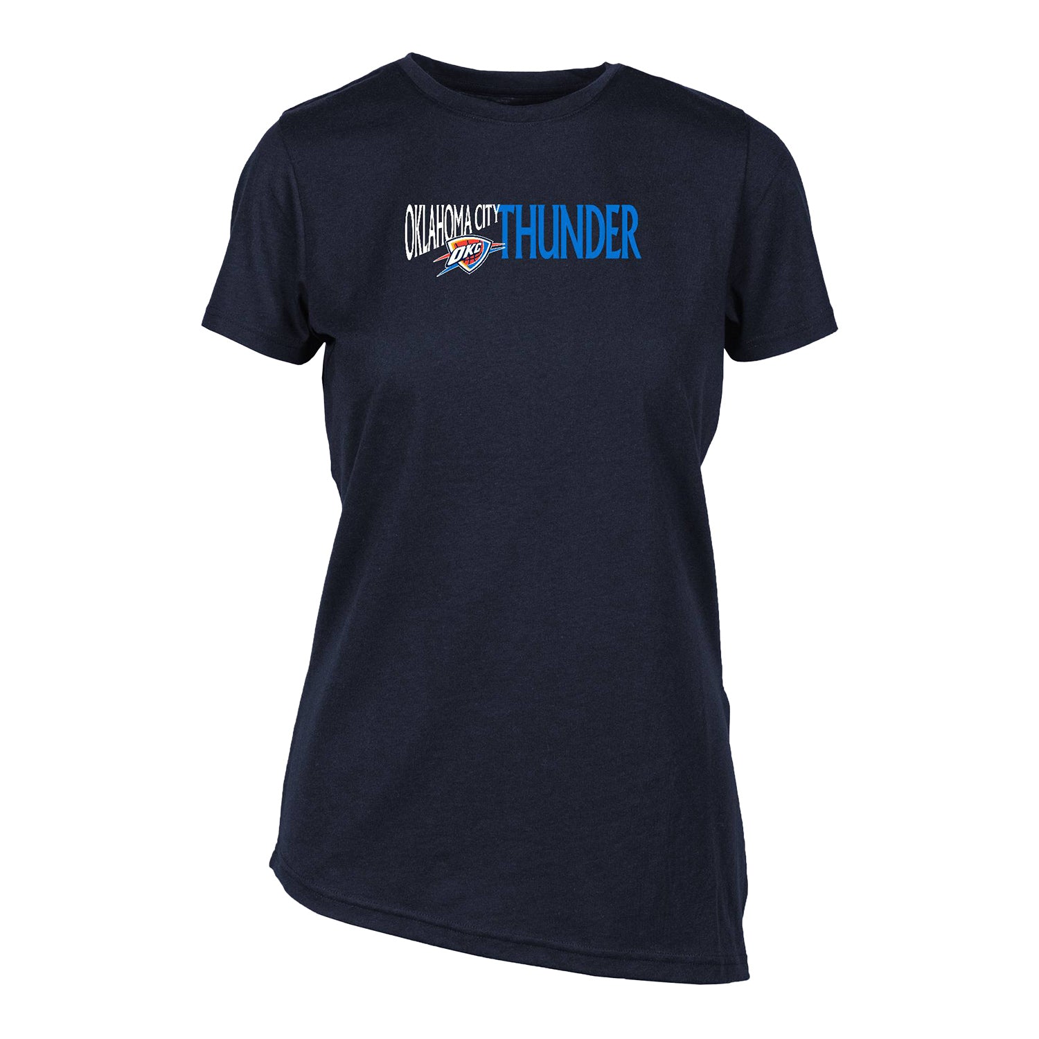 Ladies OKC Thunder Levelwear Birch Asymmetrical Hem T-Shirt in Blue - Front View