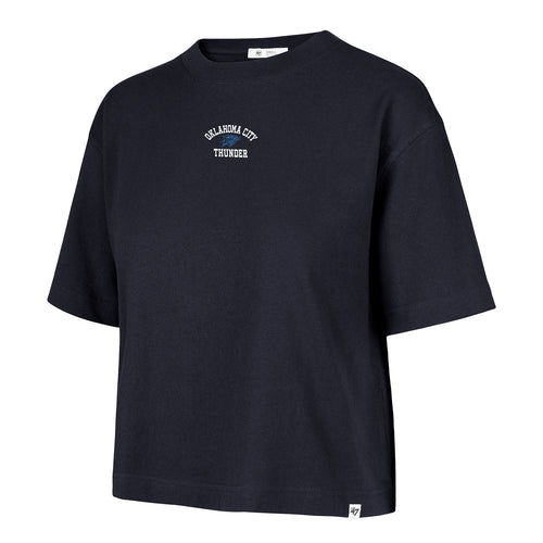 Ladies OKC Thunder 47 Brand Micro Logo Crop T-Shirt