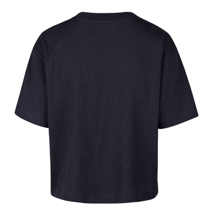 Ladies OKC Thunder 47 Brand Micro Logo Crop T-Shirt in Navy - Back View
