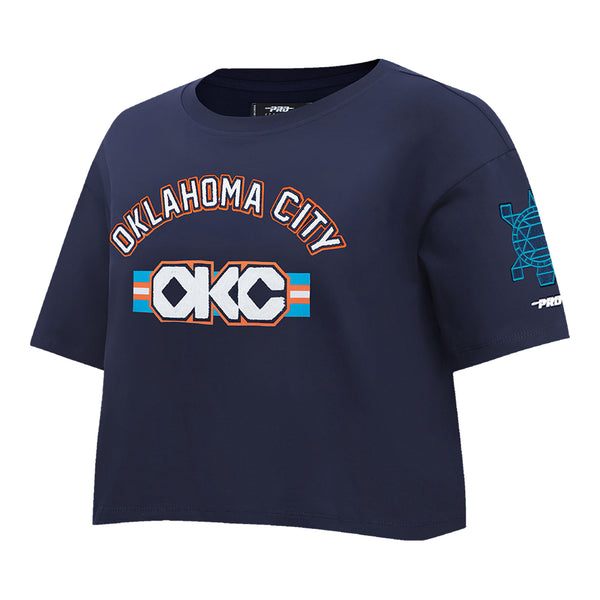 Ladies 2025-26 Oklahoma City Thunder Boxy T-Shirt in Blue - Front Left View