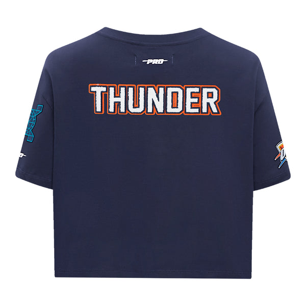 Ladies 2025-26 Oklahoma City Thunder Boxy T-Shirt in Blue - Back View