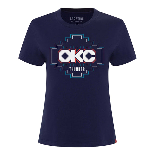 Ladies 2025-26 Oklahoma City Thunder Sportiqe Arcadia T-Shirt in Blue - Front View