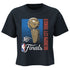 Ladies Oklahoma City Thunder NBA Finals Retro Lines Boxy T-Shirt in Black - Front View