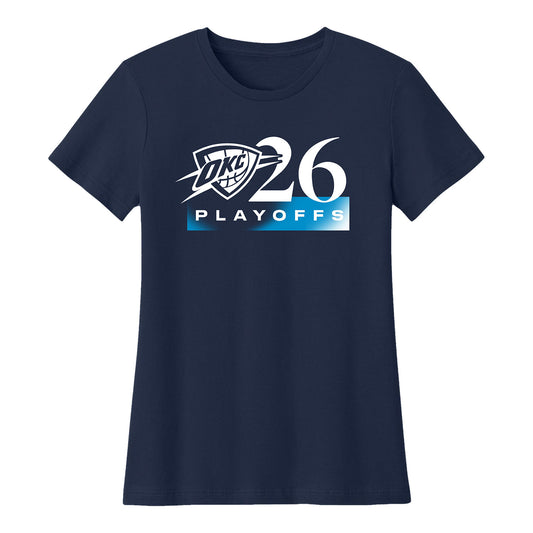 Ladies OKC Thunder IOG 2026 Playoffs Gradient T-Shirt in Blue - Front view
