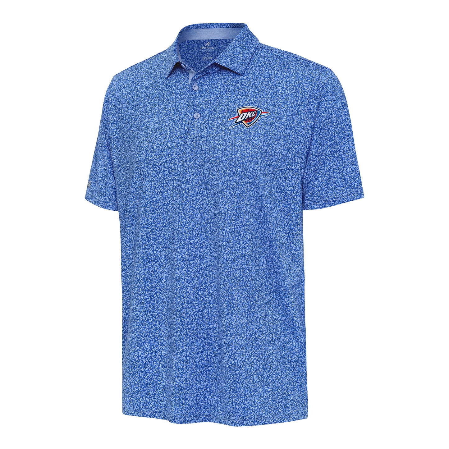 OKC Thunder Antigua Blooming Blocked Polo in Blue - Front View