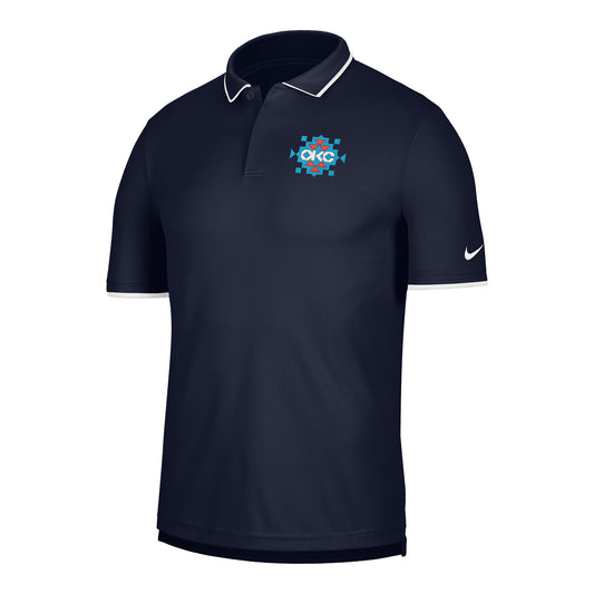 OKC Thunder Nike Native Logo Polo in Navy - Front Left View