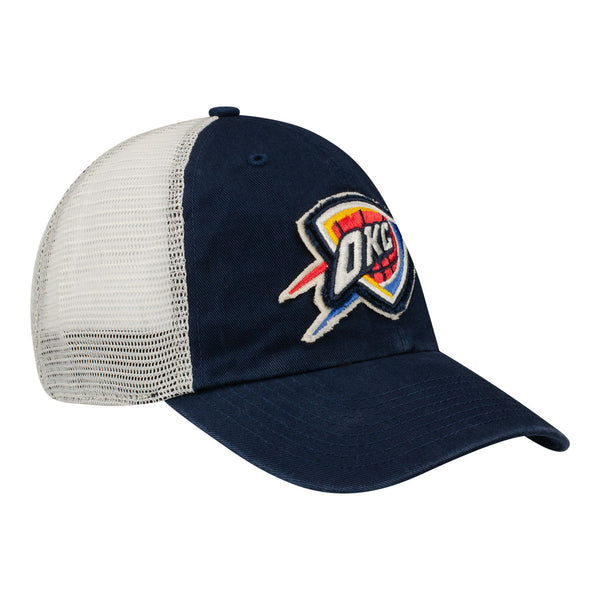OKC THUNDER STAMPER MESH HAT IN NAVY - FRONT RIGHT  VIEW