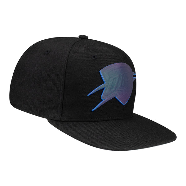 OKC THUNDER IRIDESCENT CAPTAIN HAT IN BLACK - FRONT RIGHT  VIEW