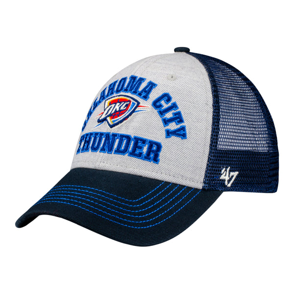 47 BRAND THUNDER MVP SAVOY SNAPBACK HAT IN BLUE & GREY - ANGLED LEFT SIDE VIEW
