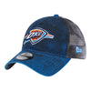 OKC THUNDER NEW ERA 920 OILED TRUCKER HAT IN BLUE - FRONT LEFT VIEW