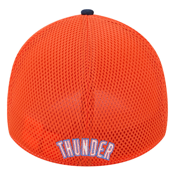 OKC THUNDER NEW ERA 3930 TECH TWO TONE HAT IN NAVY - BACK VIEW