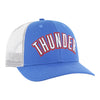 47 BRAND THUNDER WORDMARK TRUCKER HAT IN BLUE - FRONT RIGHT VIEW