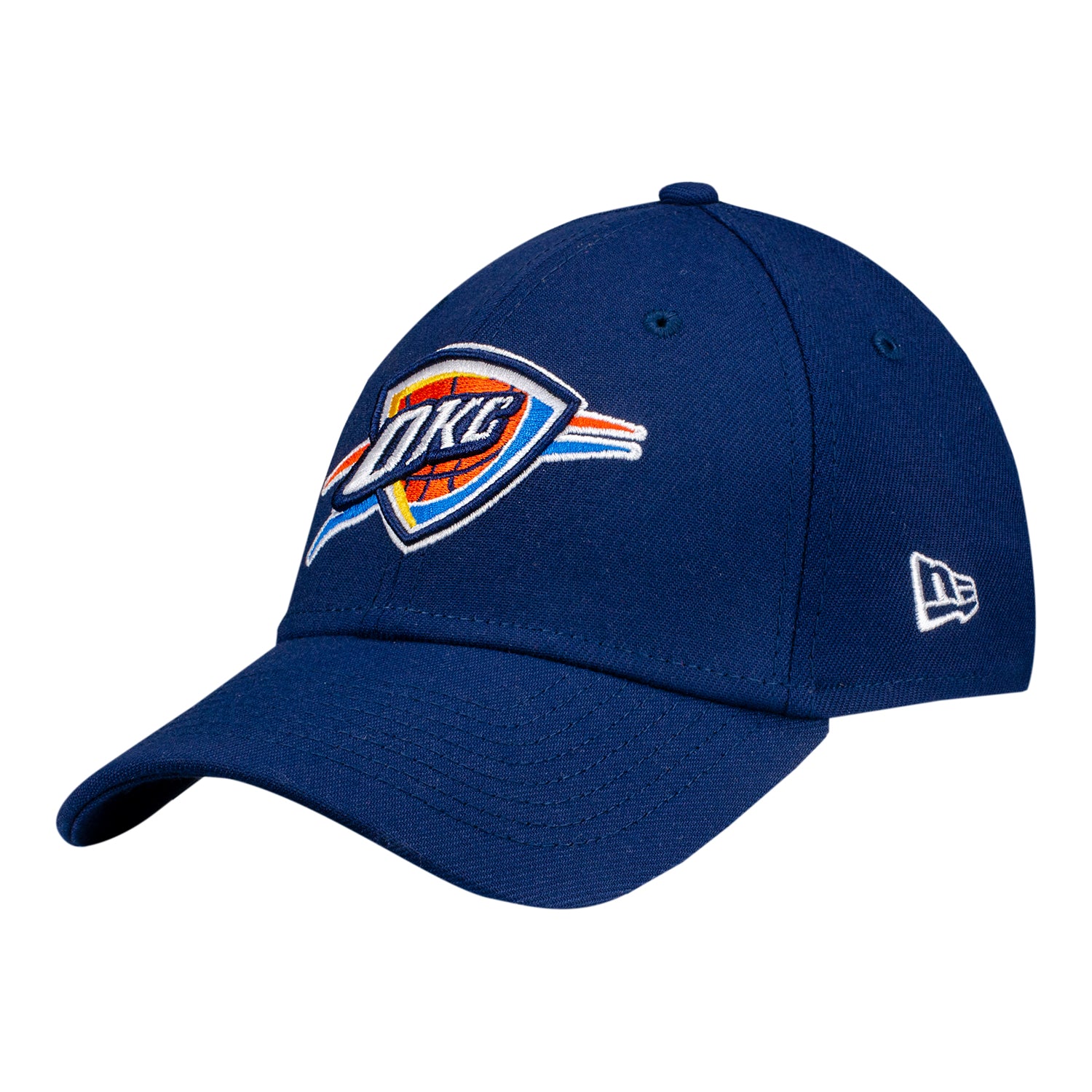 OKC THUNDER NEW ERA SHIELD LOGO 3930 FLEX FIT HAT in Blue - Front Left View