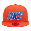 OKLAHOMA CITY THUNDER NEW ERA 950 STATEMENT SNAPBACK IN ORANGE - FRONT VIEW