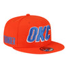 OKLAHOMA CITY THUNDER NEW ERA 950 STATEMENT SNAPBACK IN ORANGE - FRONT RIGHT VIEW