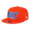 OKLAHOMA CITY THUNDER NEW ERA 950 STATEMENT SNAPBACK IN ORANGE - FRONT LEFT VIEW