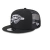 OKC THUNDER NEW ERA BLACK & WHITE TRUCKER HAT - Front Left View