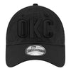 OKC THUNDER NEW ERA 920 BLACK ON BLACK ADJUSTABLE HAT - Front View