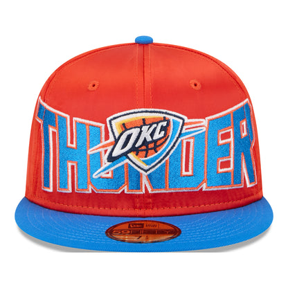 OKC THUNDER NEW ERA SATIN 5950 FITTED HAT in orange - Front View