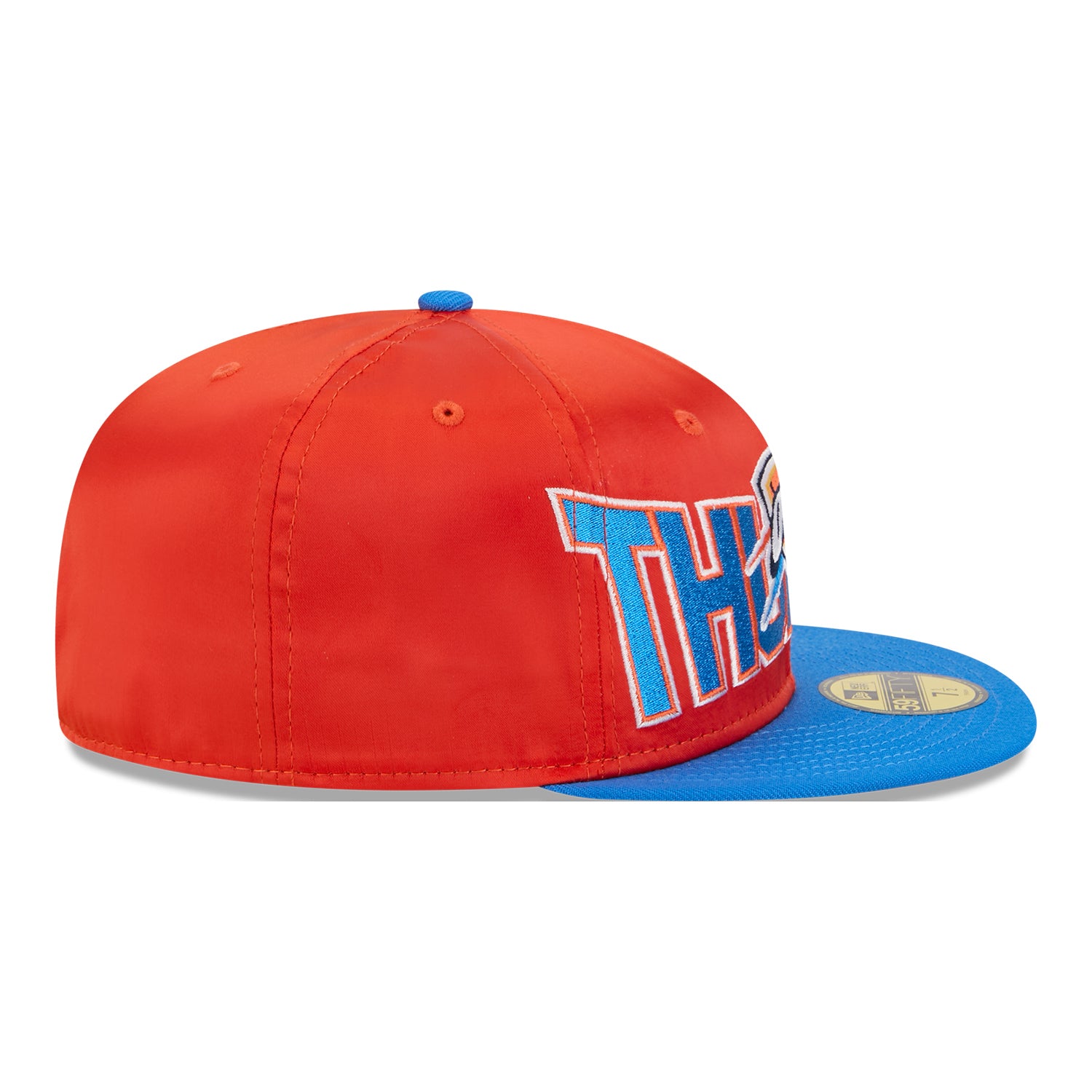 OKC THUNDER NEW ERA SATIN 5950 FITTED HAT in Orange - Right Side View
