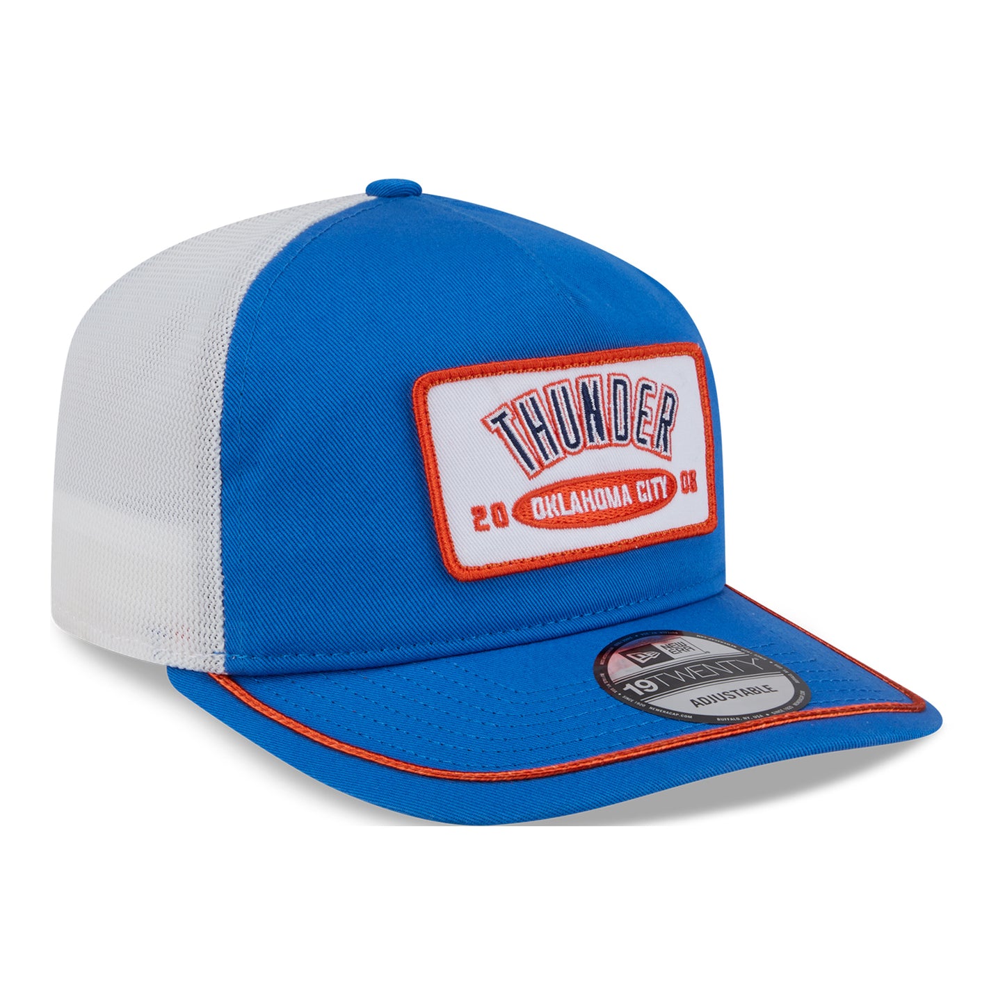 OKC THUNDER NEW ERA GOLFER PATCH SNAPBACK in Blue - Front Right View