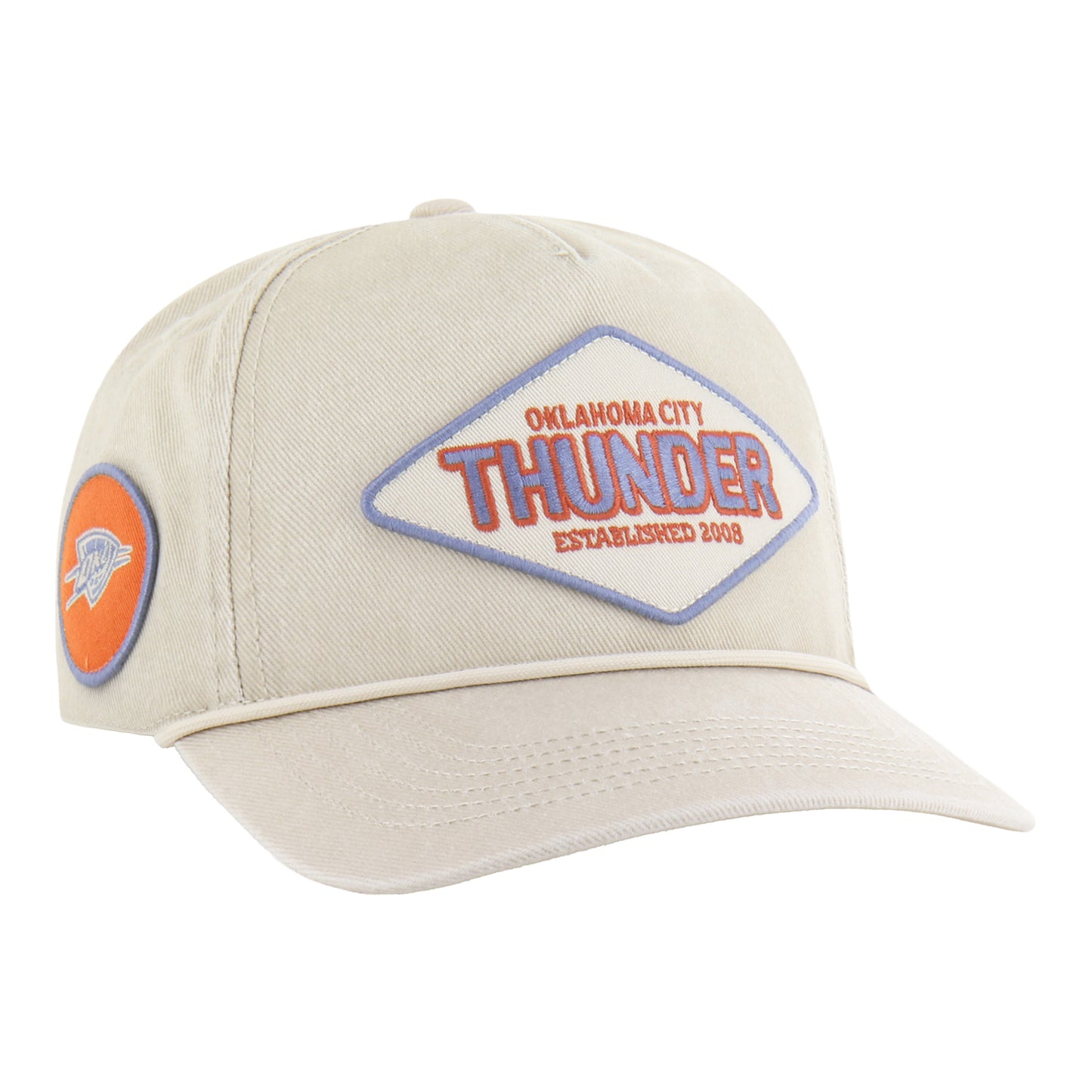 OKC THUNDER 47 BRAND HITCH RF ROPE SNAPBACK in White - Front Right View