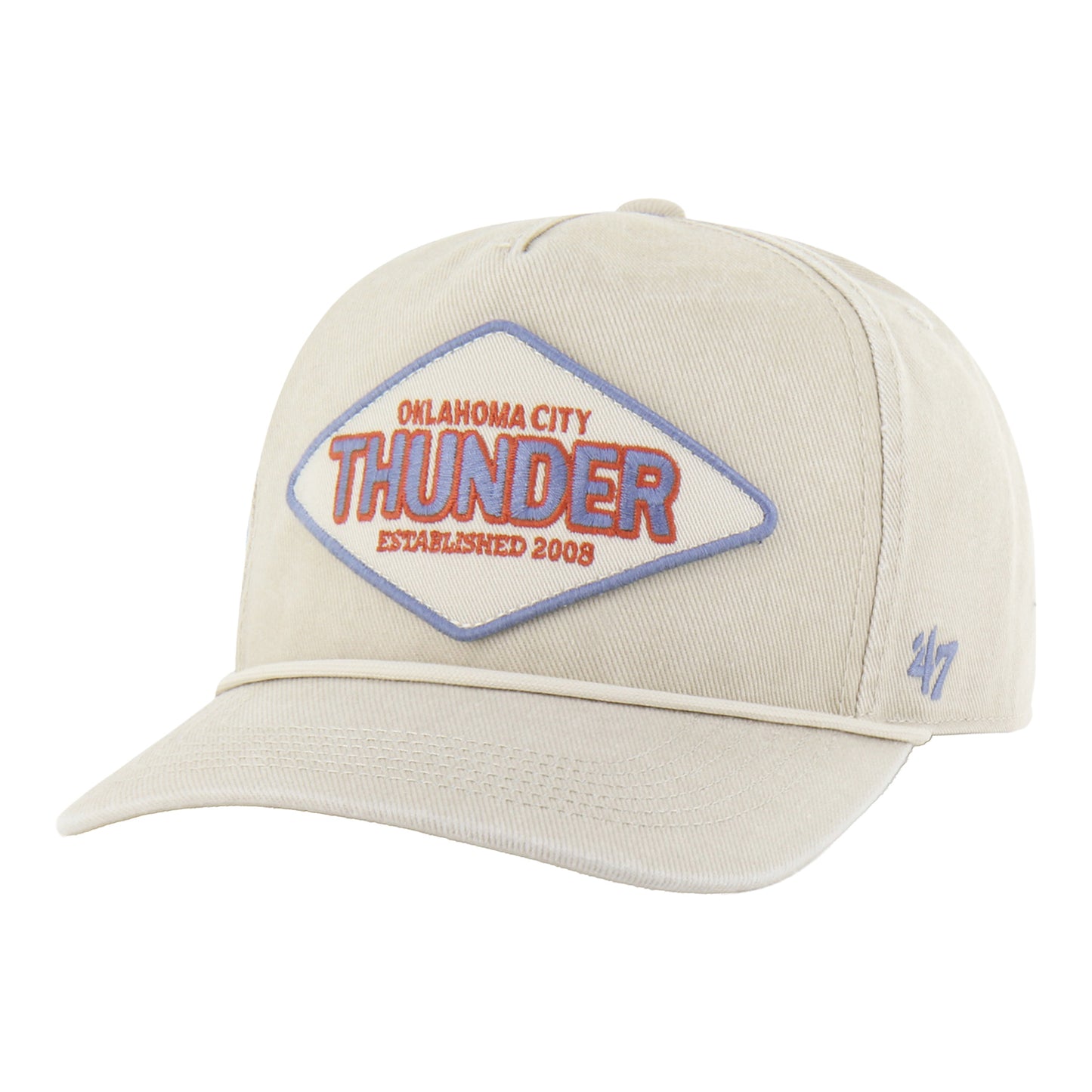 OKC THUNDER 47 BRAND HITCH RF ROPE SNAPBACK in White - Front Left View