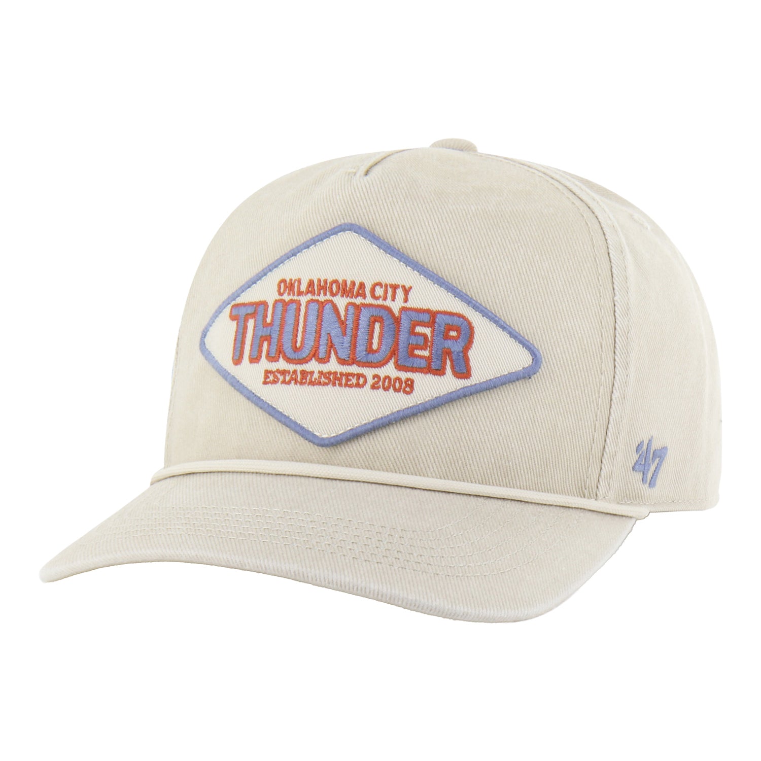 OKC THUNDER 47 BRAND HITCH RF ROPE SNAPBACK in White - Front Left View