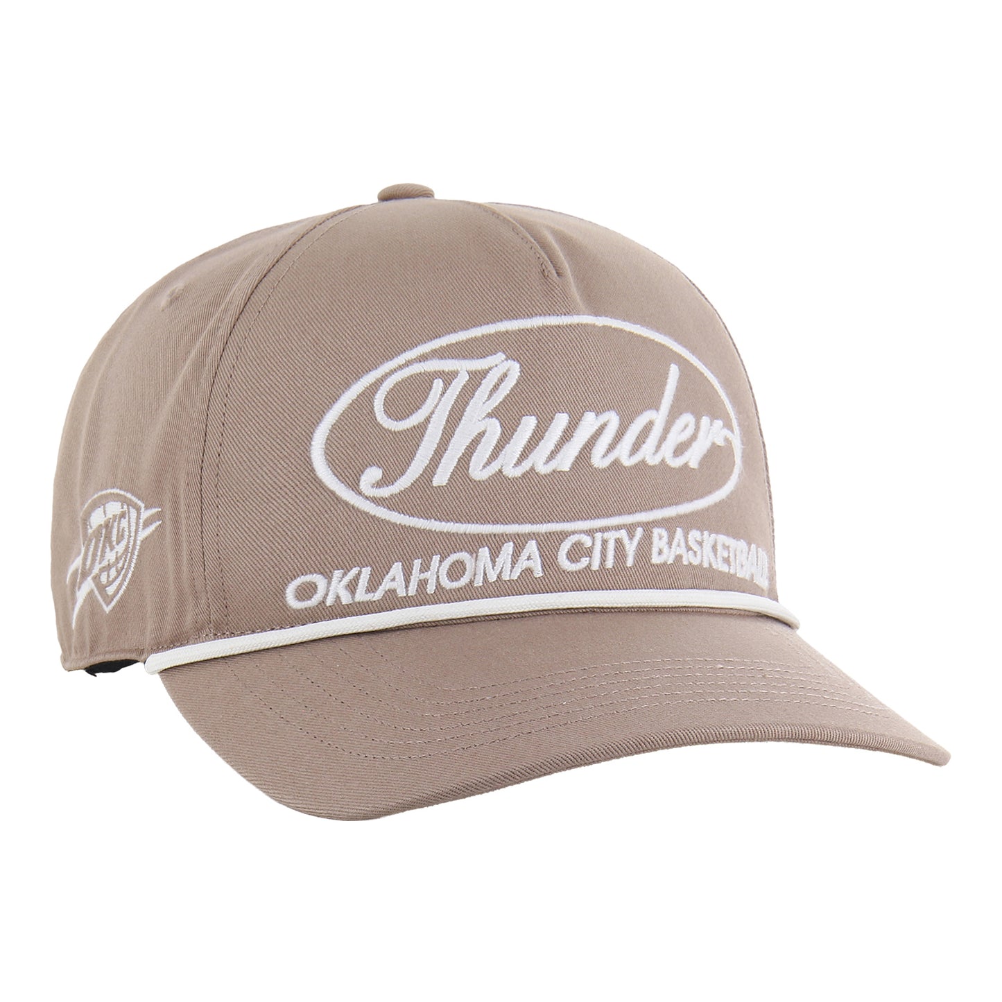 OKC THUNDER 47 BRAND FOUNDATION BROWN HITCH RF ROPE SNAPBACK in Brown - Front Right View
