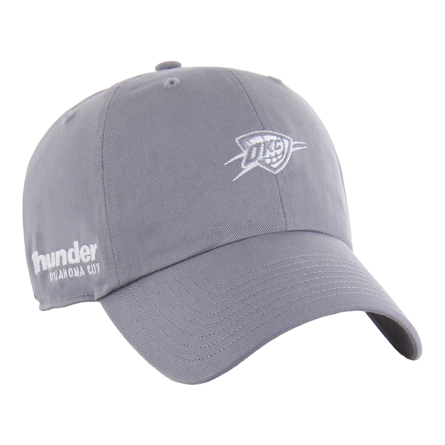 OKC THUNDER 47 BRAND CLEAN UP GREY FOUNDATION HAT in Grey - Front Right Angle 