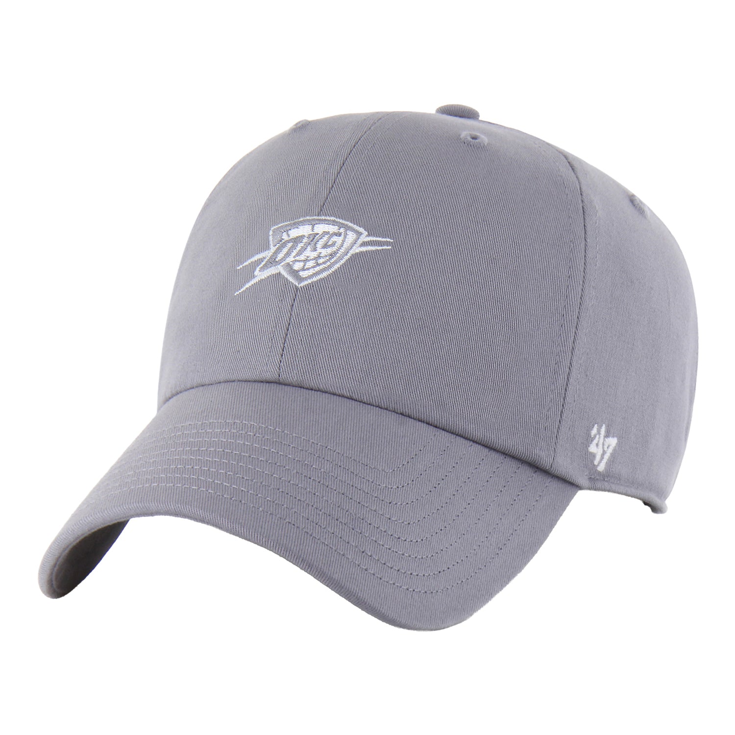 OKC THUNDER 47 BRAND CLEAN UP GREY FOUNDATION HAT in Grey - Front Left Angle 