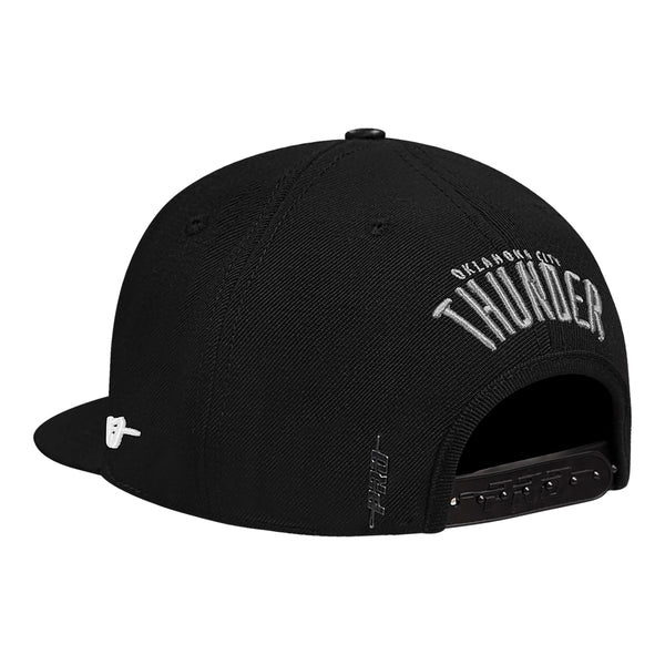 OKC THUNDER PRO STANDARD FRENCH TERRY PINCH SNAPBACK in White and Black - Back View