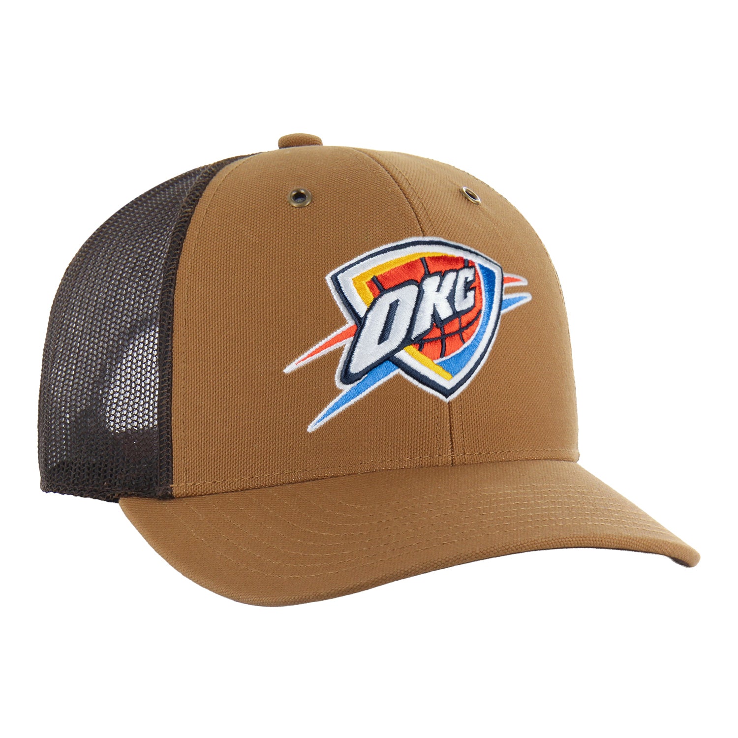 Thunder 47 Brand Carhartt Brown Trucker in Brown - Front Right View 