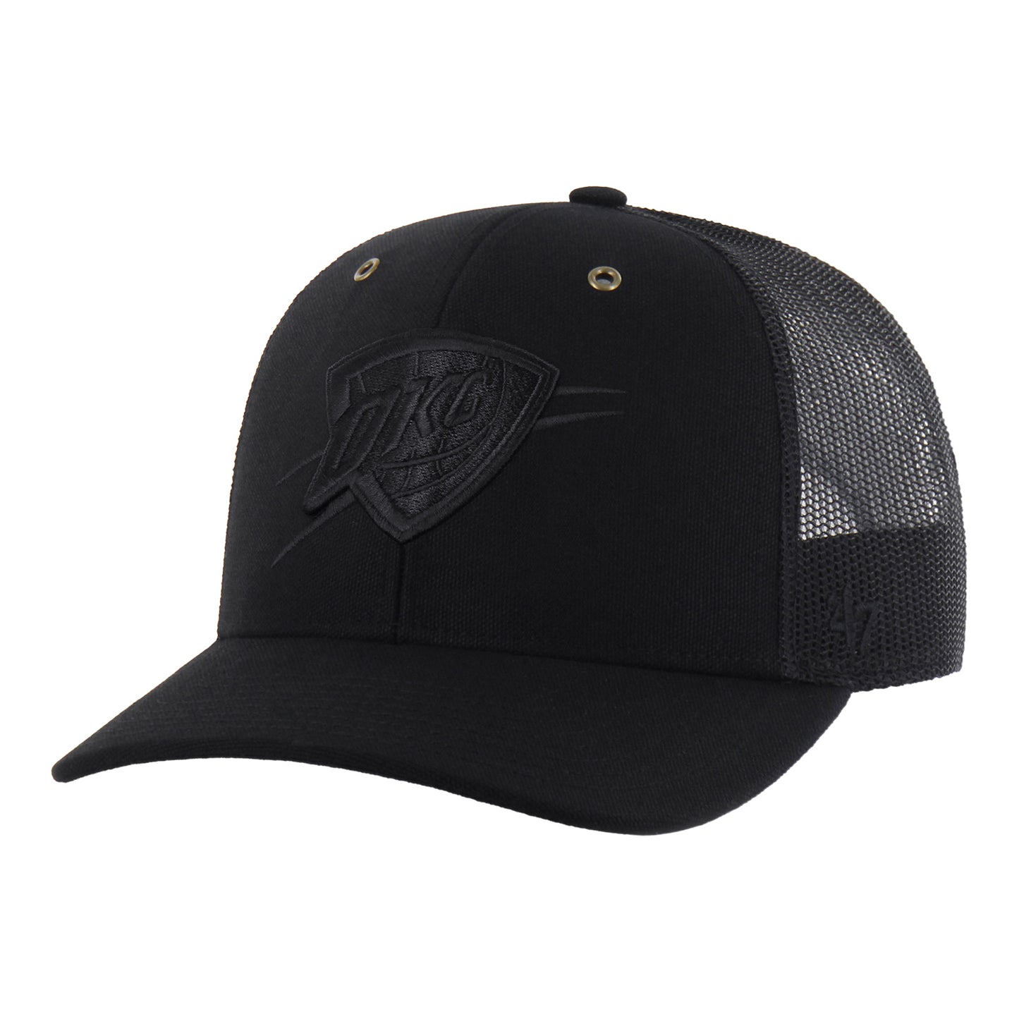 OKC THUNDER 47 BRAND CARHARTT BLACK TRUCKER in Black - Front Left View