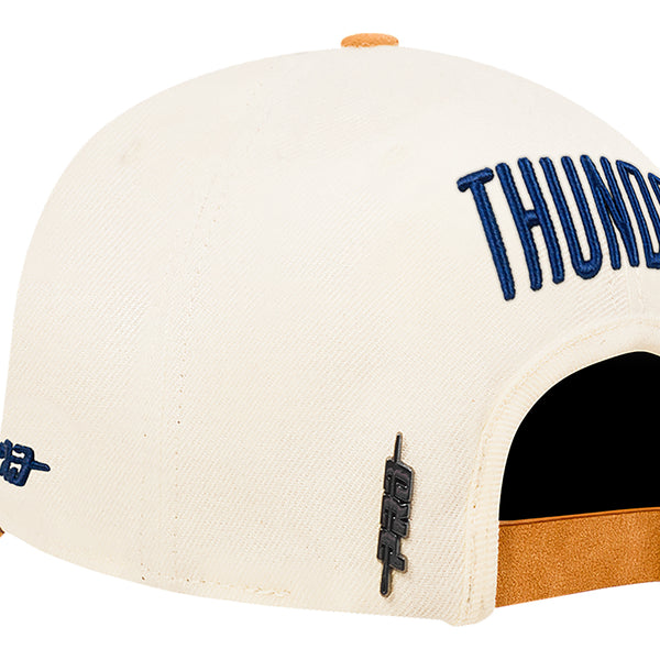 OKC THUNDER PRO STANDARD SUEDE PRO PINCH SNAPBACK in orange - Back Left View