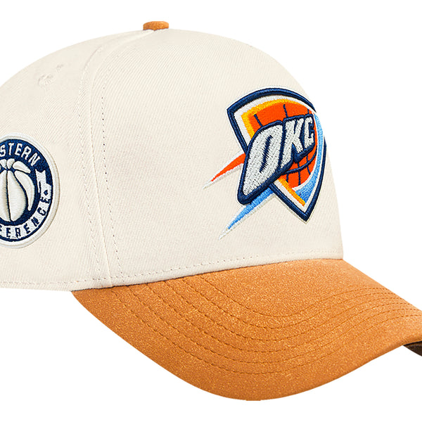 OKC THUNDER PRO STANDARD SUEDE PRO PINCH SNAPBACK in orange - Front Right View