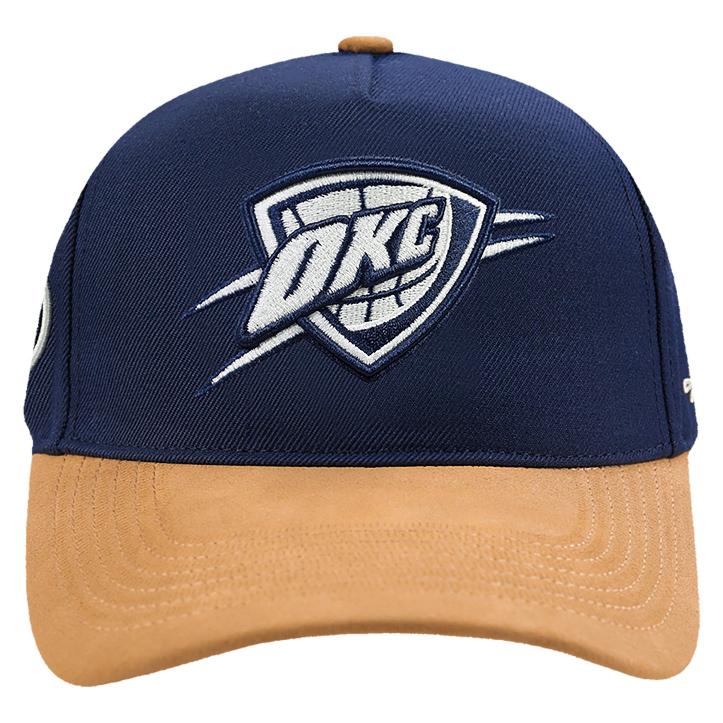 OKC THUNDER PRO STANDARD SUEDE PRO PINCH NAVY SNAPBACK in Navy - Front View