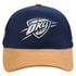 OKC THUNDER PRO STANDARD SUEDE PRO PINCH NAVY SNAPBACK in Navy - Front View