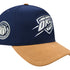 OKC THUNDER PRO STANDARD SUEDE PRO PINCH NAVY SNAPBACK in Navy Right Side View