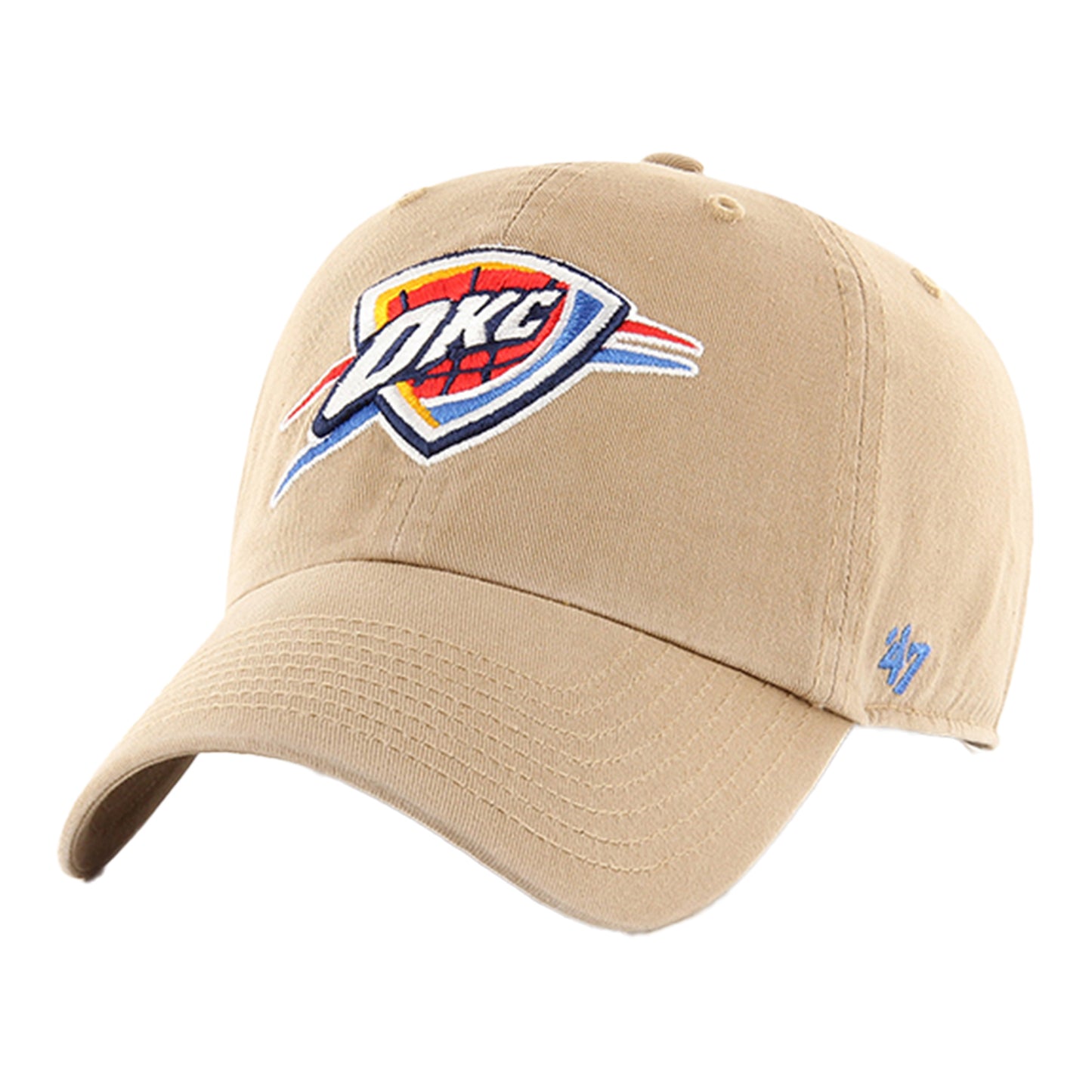 OKC Thunder 47 Brand Khaki Clean Up Adjustable Hat - Front View
