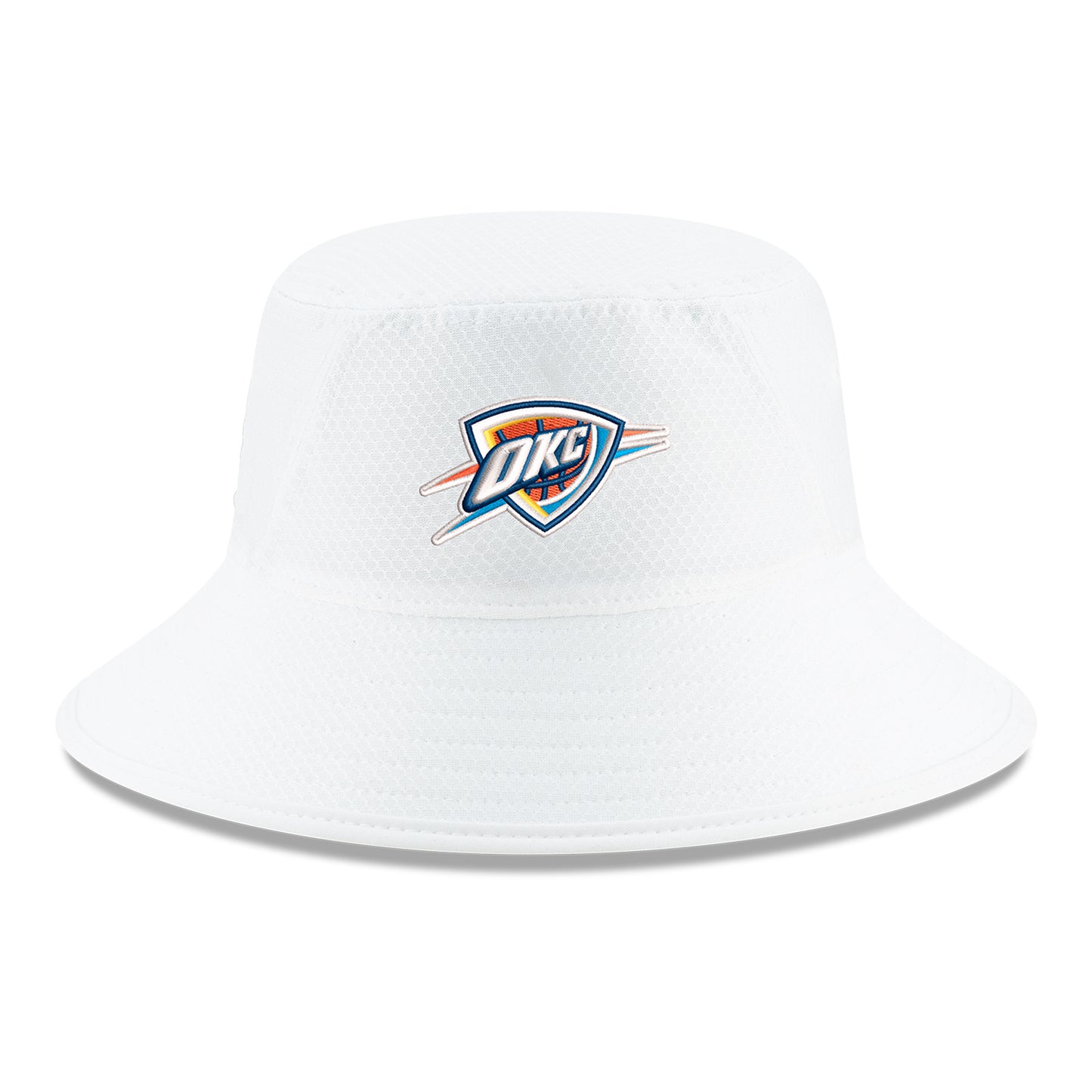 OKC Thunder New Era White Bucket Hat - Front View