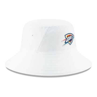 OKC Thunder New Era White Bucket Hat - Front Right View 