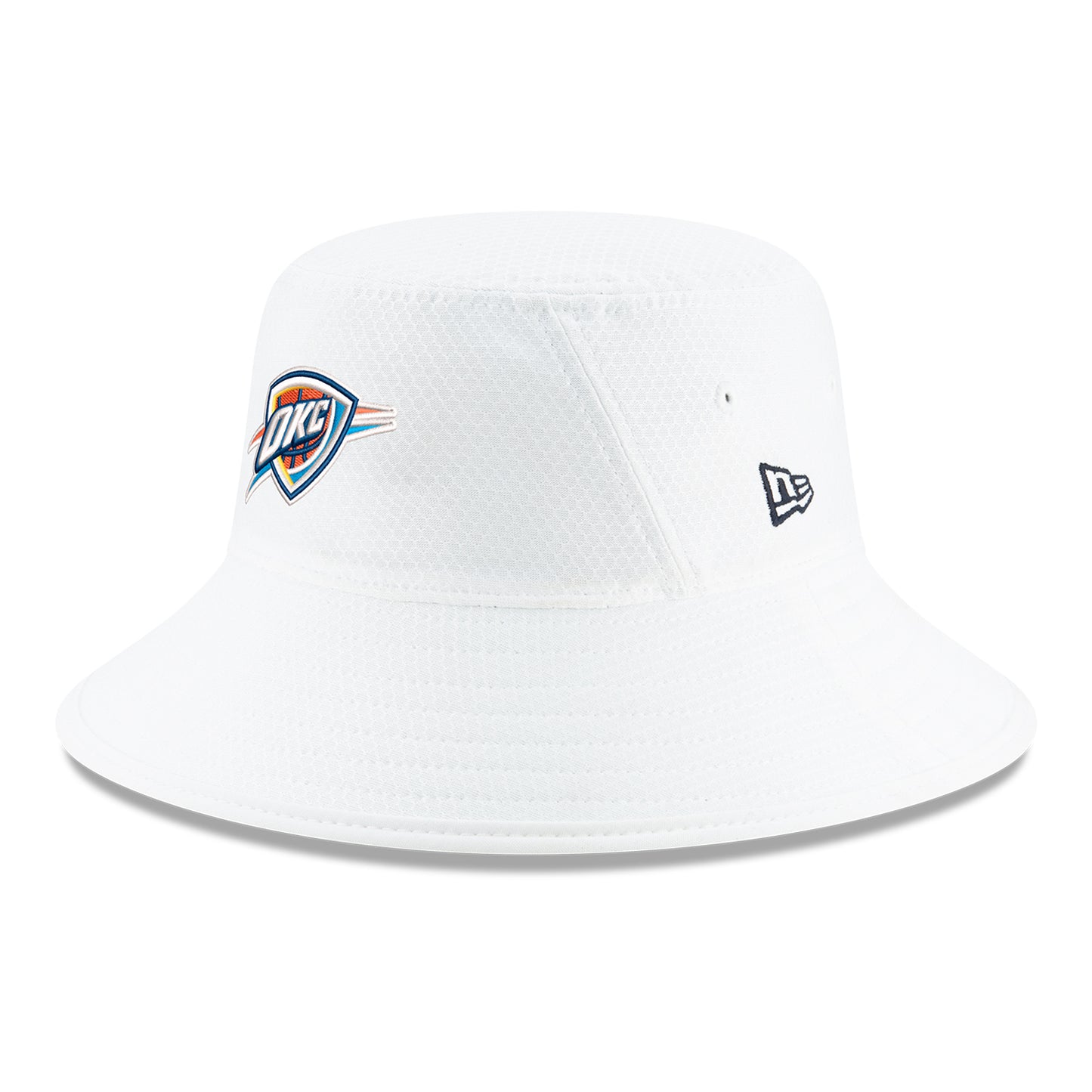 OKC Thunder New Era White Bucket Hat - Front Left View