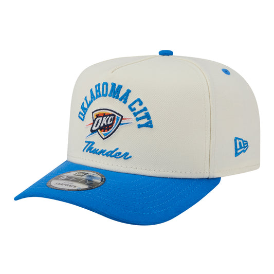 OKC Thunder New Era 9Fifty A-Frame Arched Snap Hat in White - Front Left View