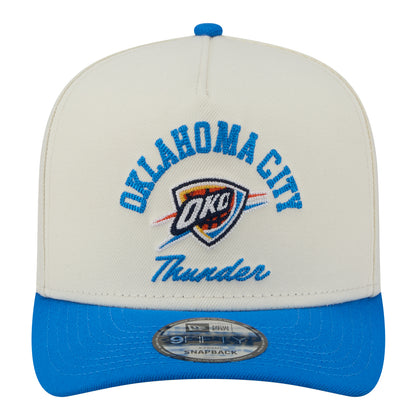 OKC Thunder New Era 9Fifty A-Frame Arched Snap Hat in White - Front View